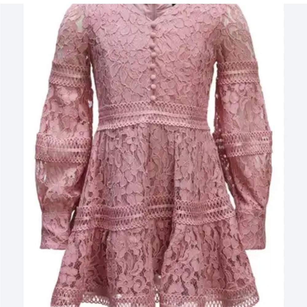 Charming Pink Lace Kids Dress